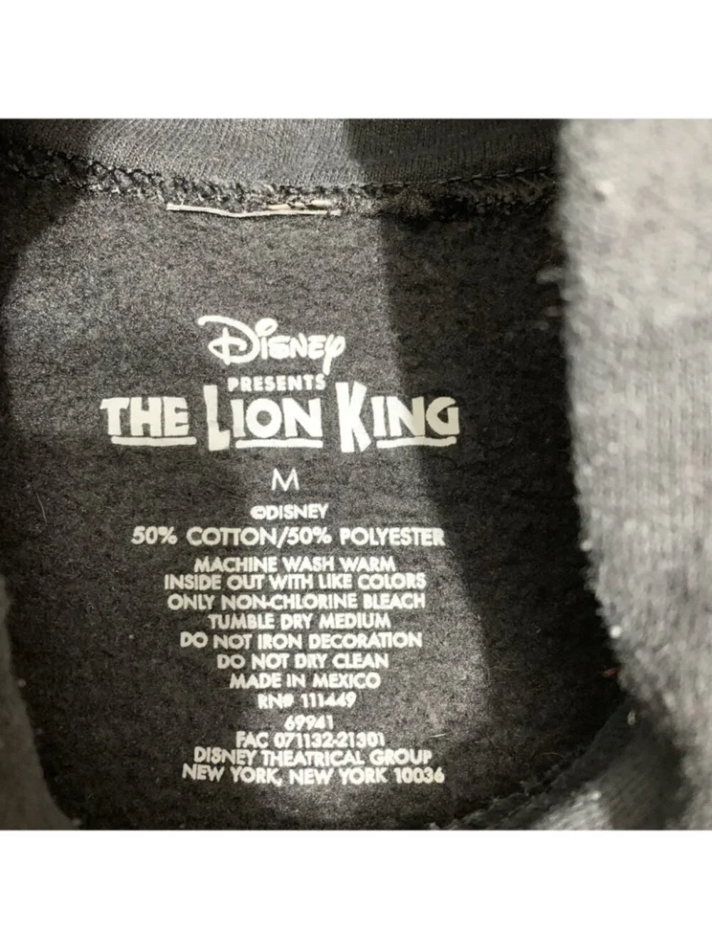 Disney Lion King Hoodie Broadway Musical Sweatshirt Logo Graphic Novelty M
